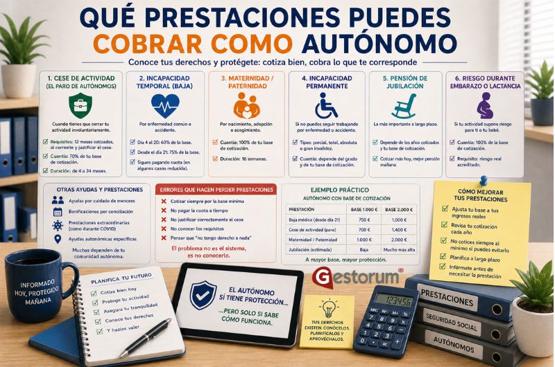 Qué prestaciones puedes cobrar como autónomo